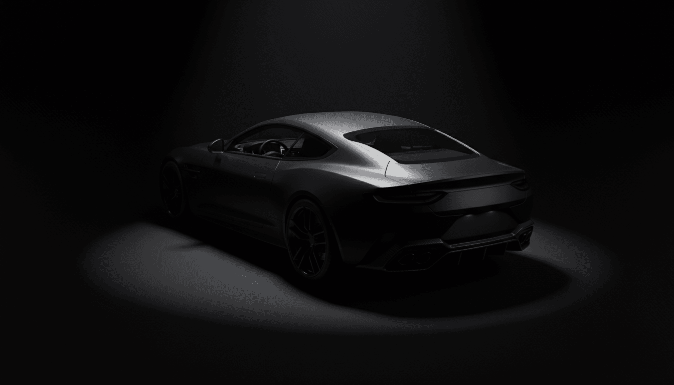 Luxury grand tourer wrapped in matte black with a carbon fiber diffuser